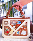 🐾 Kitty Canvas Tote Itabag | Cream White/Brown