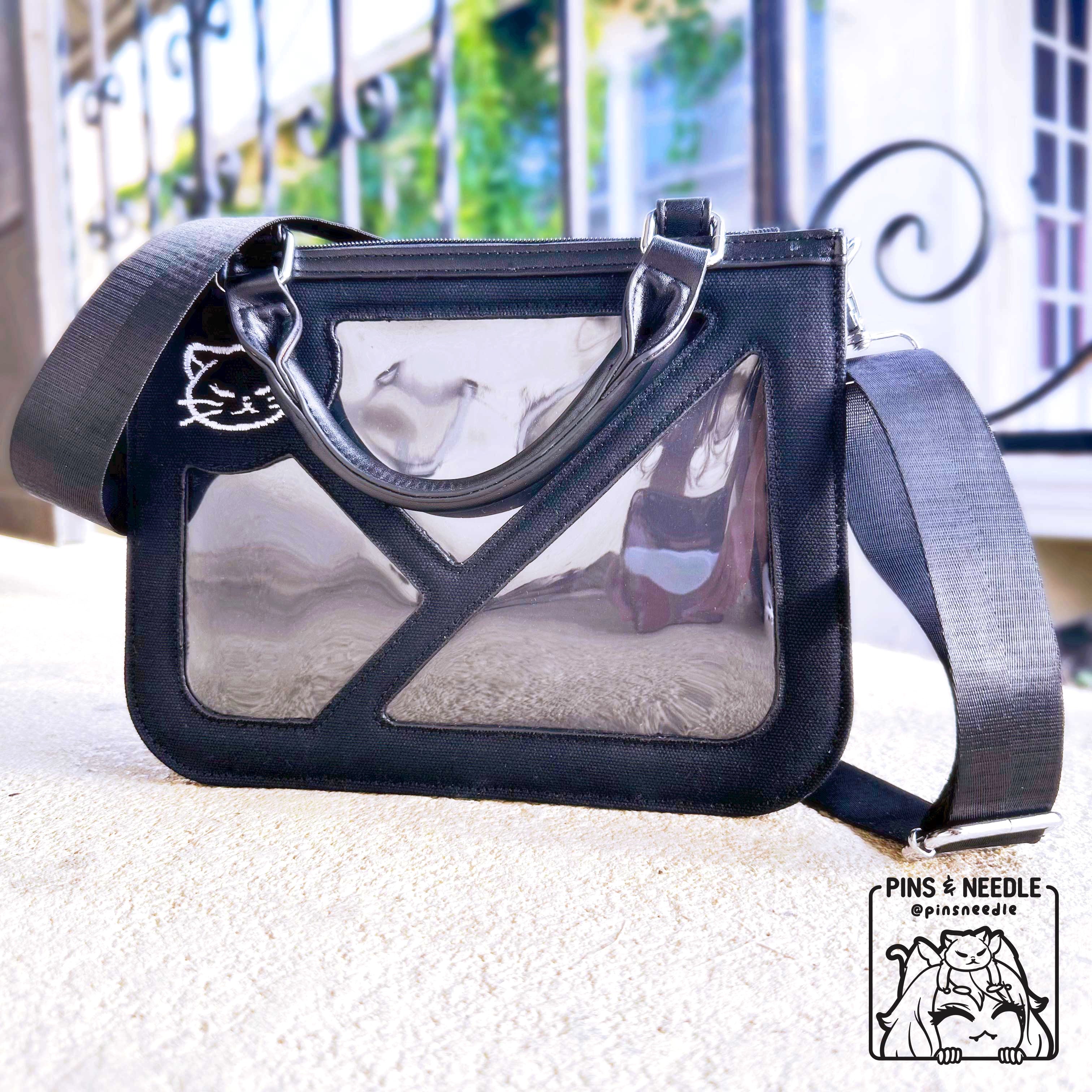 🐾 Kitty Canvas Tote Itabag | Black