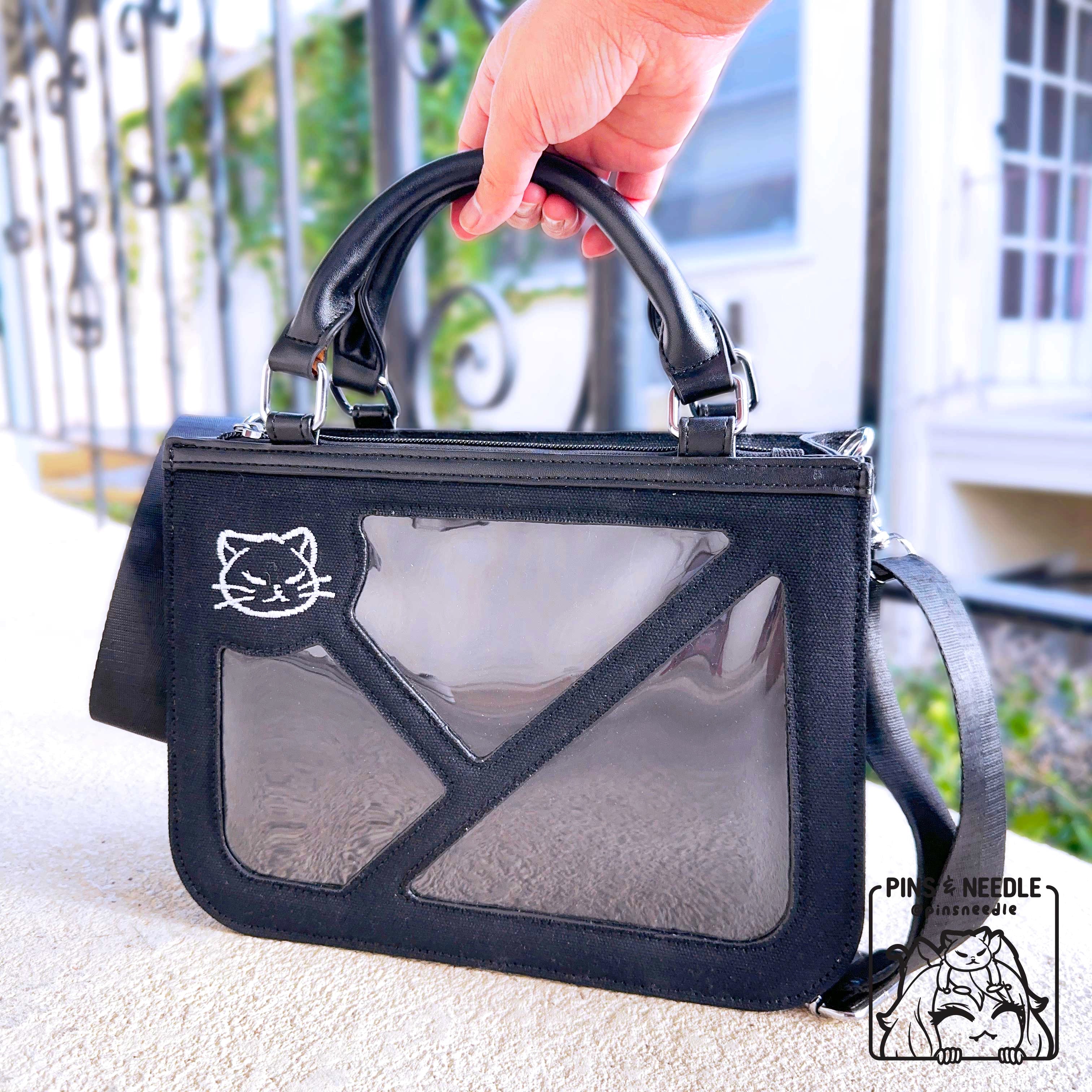 🐾 Kitty Canvas Tote Itabag | Black