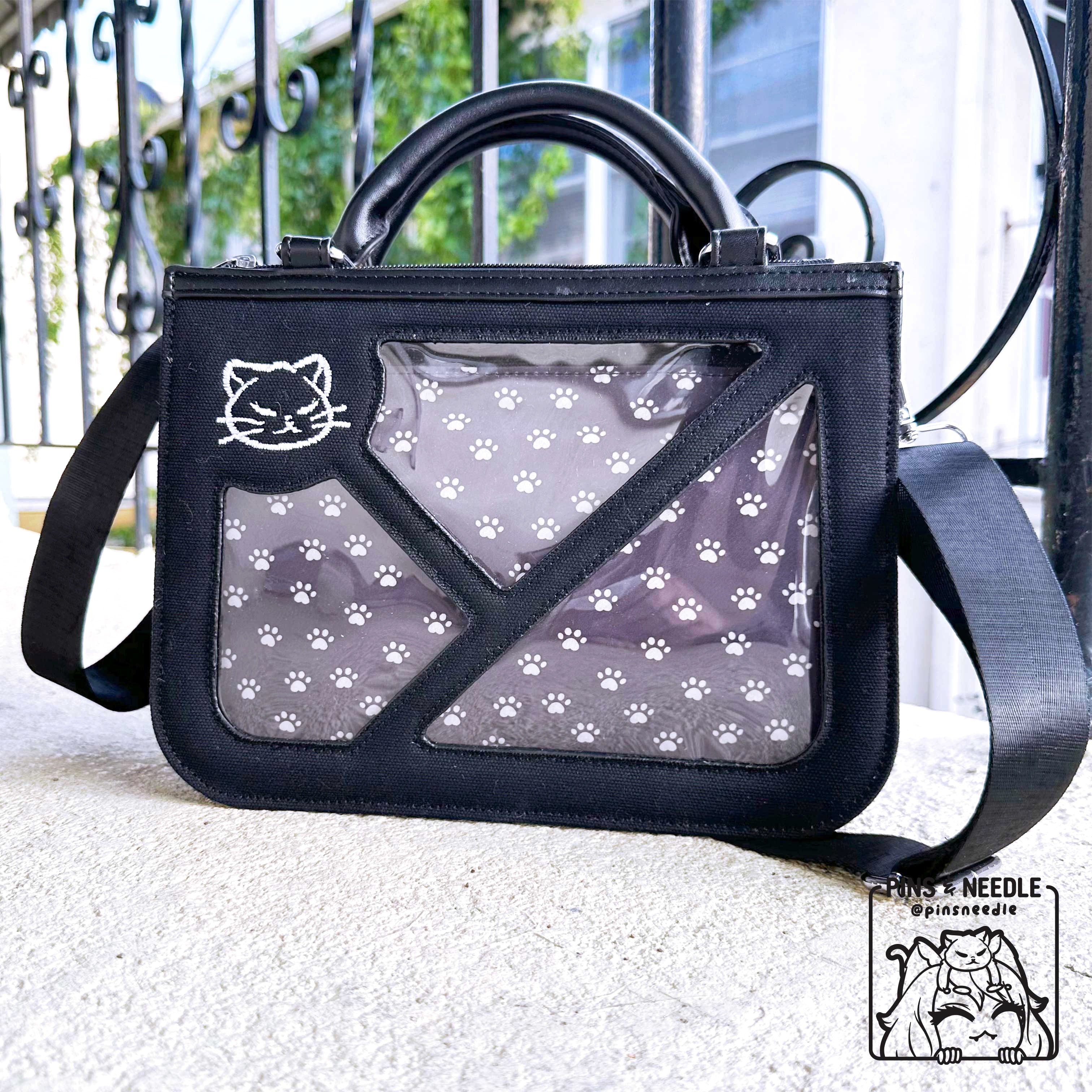 🐾 Kitty Canvas Tote Itabag | Black