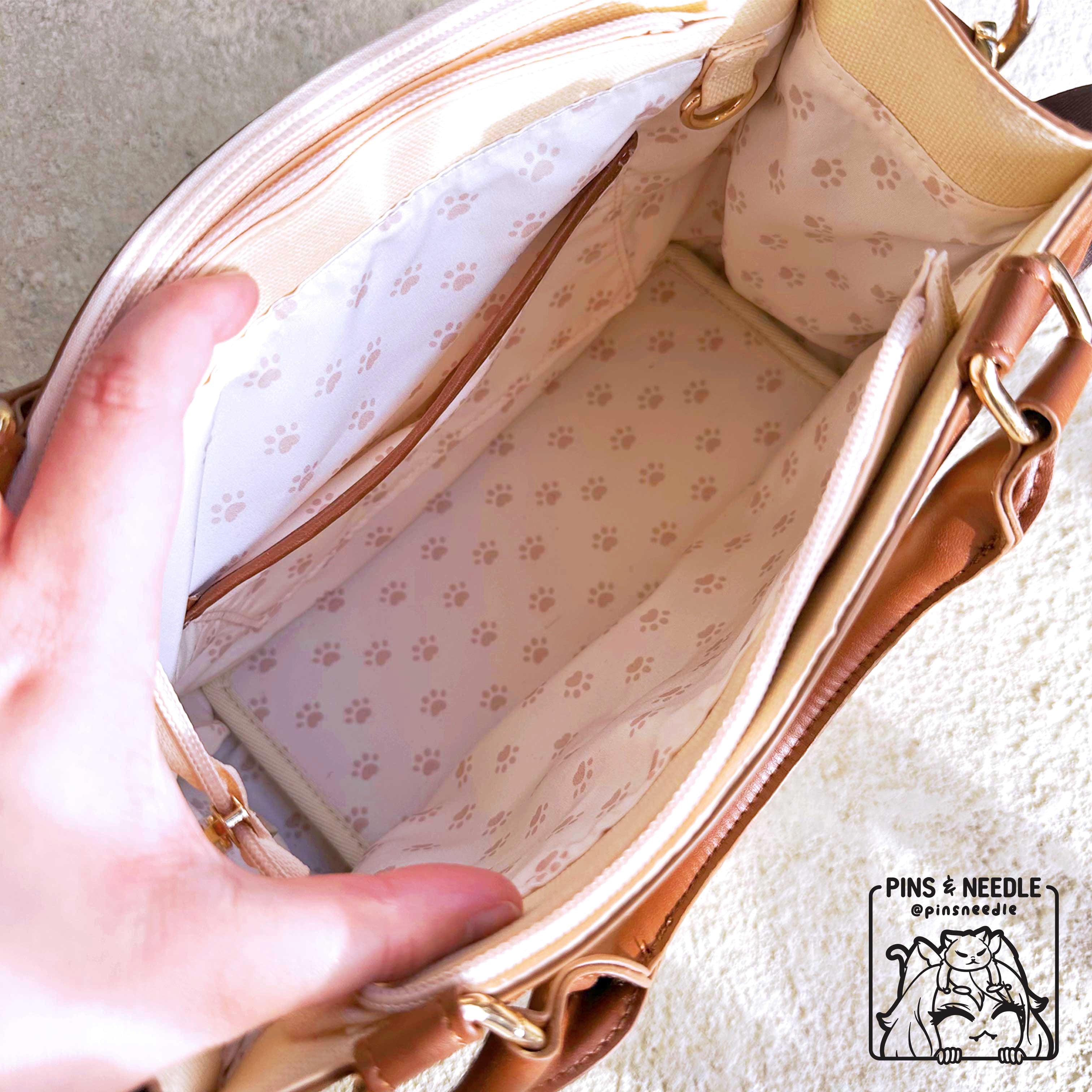 🐾 Kitty Canvas Tote Itabag | Cream White/Brown