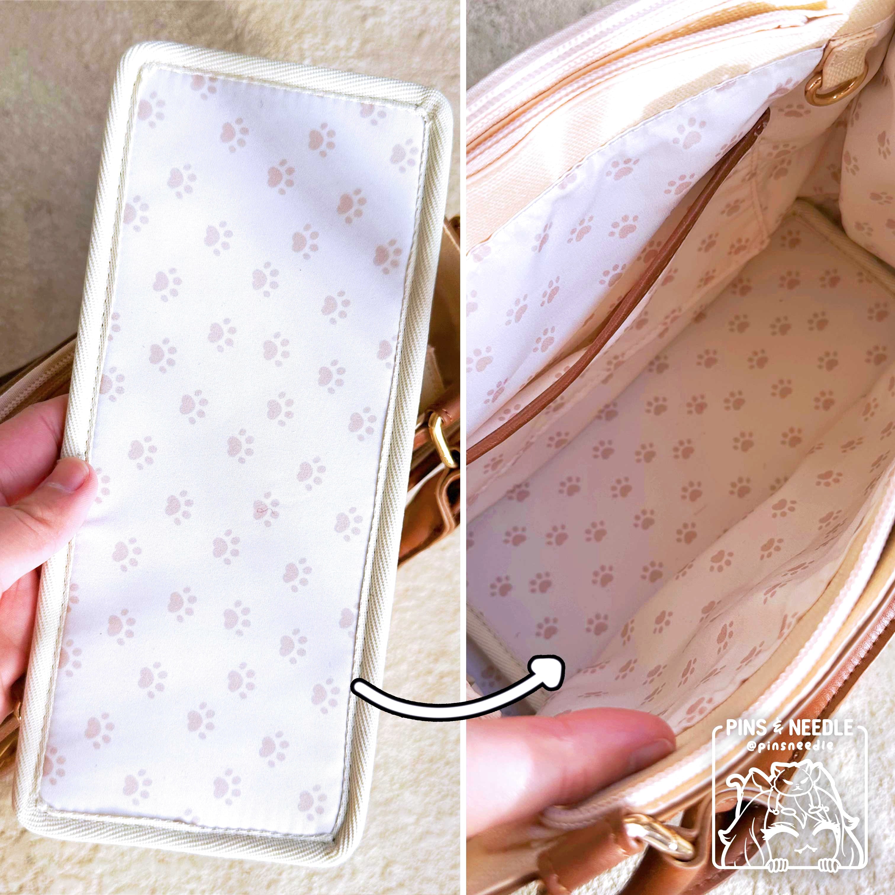 🐾 Kitty Canvas Tote Itabag | Cream White/Brown