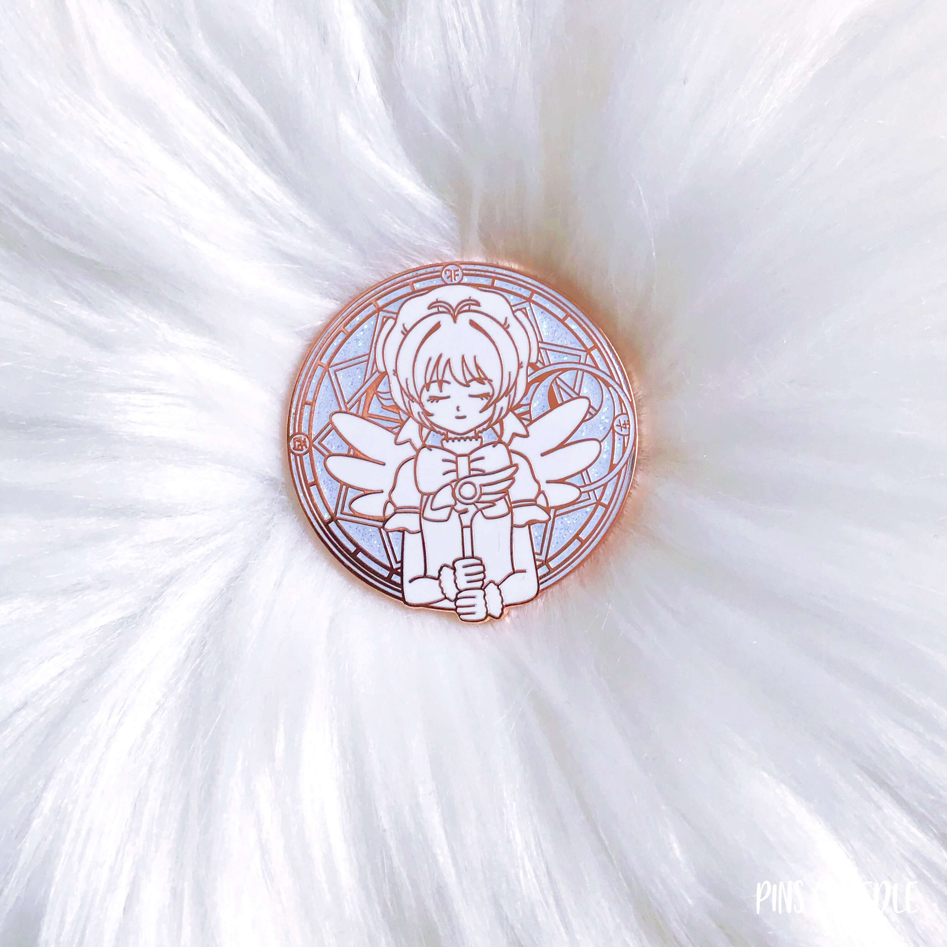 Sakura Clow Card - Murdered Out White w. Iridescent Glitter | Hard Enamel Pin