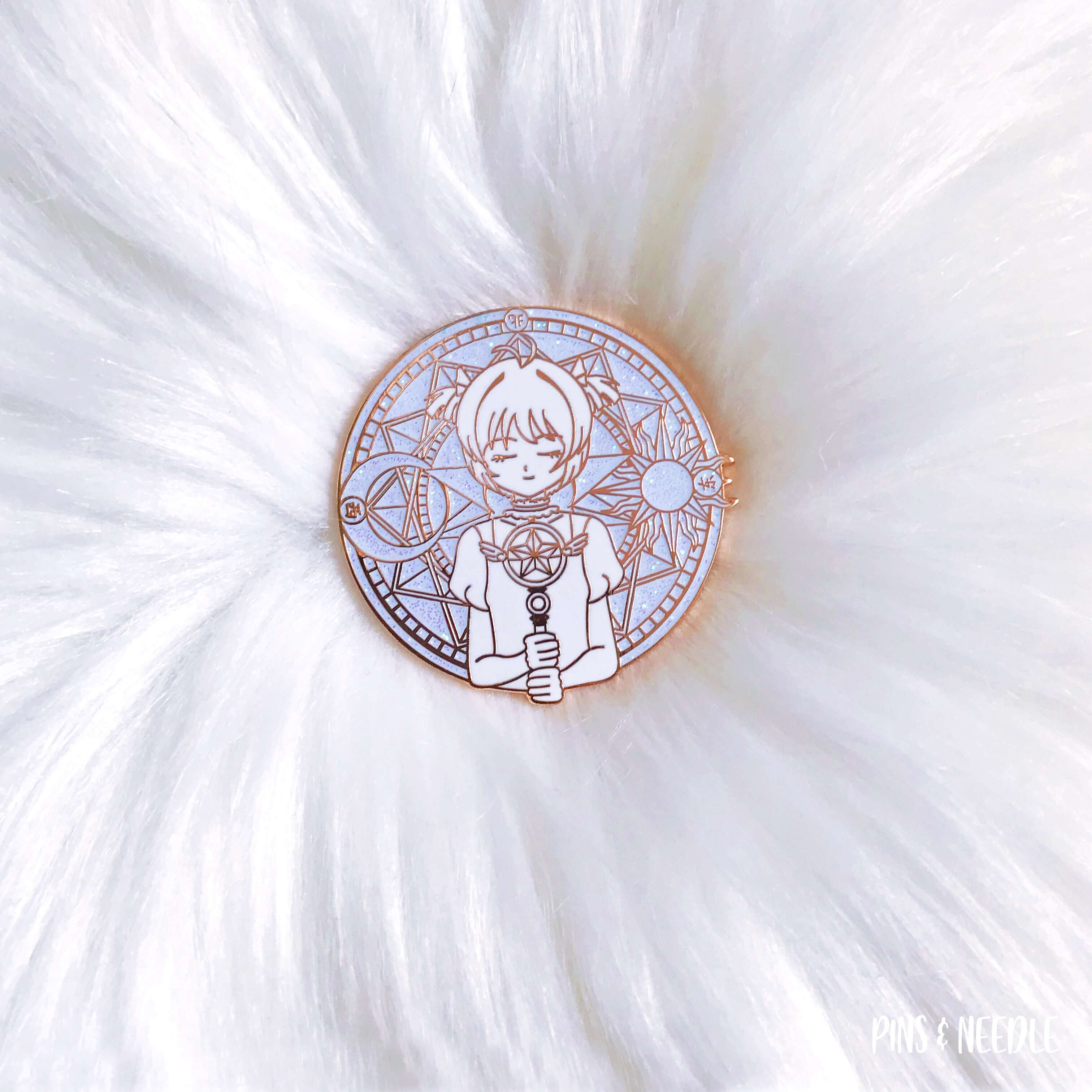 Sakura Love Card - Murdered Out White w. Iridescent Glitter | Hard Enamel Pin